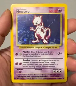 Pokemon TCG Mewtwo Rare Holo Card 10/102 Base Set LP++ WOTC - Image 1