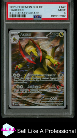 HAXORUS ILLUSTRATION RARE POKEMON GERMAN BLK DE-BLACK BOLT 2025 147 PSA 9 - Image 1