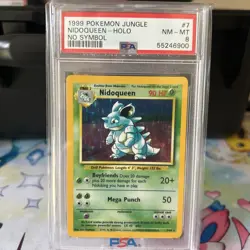1999 Pokemon Jungle Nidoqueen No Symbol ERROR Holo Rare 7/64 PSA 8 - Image 1
