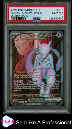 ROCKET'S MEWTWO EX ULTRA RARE POKEMON GER DRI DE-DESTINED RIVALS 2025 213 PSA 10 - Image 1
