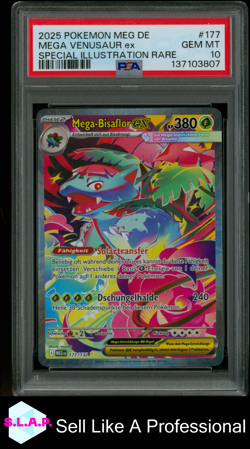 MEGA VENUSAUR EX SPEC ILL RARE POKEMON GER MEG DE-MEGA EVOLUTION 2025 177 PSA 10 - Image 1