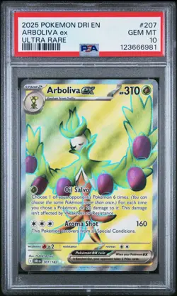 PSA 10 GEM MINT Arboliva Ex #207 2025 Pokemon Dri En-Destined Rivals - Image 1