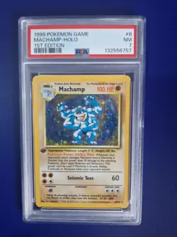Machamp 1st Edition PSA 7 Holo Card 8/102 Pokemon TCG 1999 - Image 1