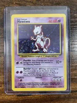 Base Set Mewtwo Holo 10/102 Pokemon Card MP - Image 1