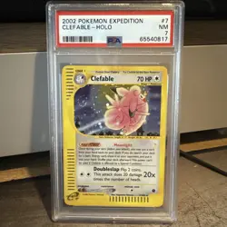 Pokemon Holo Clefable 7/165 2002 Expedition PSA 7 Graded Card SWIRL - Image 1
