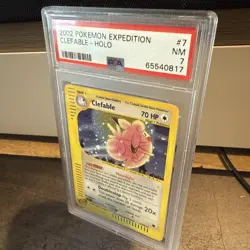 Pokemon Holo Clefable 7/165 2002 Expedition PSA 7 Graded Card SWIRL - Image 3