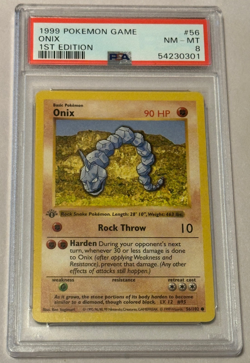 Onix 1st Edition Shadowless 56/102 Base Set Pokemon Card Vintage 1999 PSA 8 - Image 1