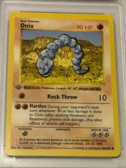 Onix 1st Edition Shadowless 56/102 Base Set Pokemon Card Vintage 1999 PSA 8 - Image 2