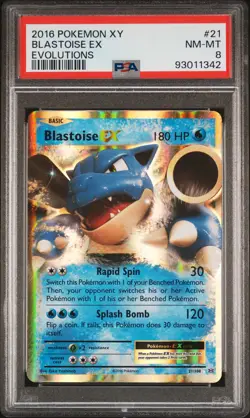 2016 POKEMON XY EVOLUTIONS #21 BLASTOISE EX PSA 8 - Image 1