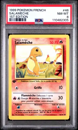 1999 POKEMON FRENCH 1ST ED #46 SALAMECHE PSA 8 - Image 1