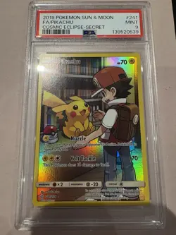 Pokemon TCG Pikachu Holo Secret Art Rare Card PSA 9 Cosmic Eclipse 241/236 Mint - Image 1