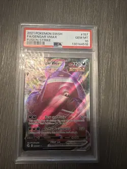 2021 Pokemon SWSH FA Gengar VMAX Fusion Strike #157 PSA10 - Image 1
