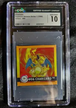 1999 Pokemon Artbox Stickers Series 1 Charizard #06 CGC 10 - Image 2