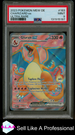 CHARIZARD EX ULTRA RARE POKEMON GERMAN MEW DE-151 2023 183 PSA 9 - Image 1