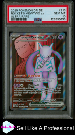 ROCKET'S MEWTWO EX ULTRA RARE POKEMON GER DRI DE-DESTINED RIVALS 2025 213 PSA 10 - Image 1