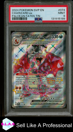CHARIZARD EX PALDEAN FATES TIN POKEMON SVP EN-SV BLACK STAR PROMO 2024 074 PSA 9 - Image 1