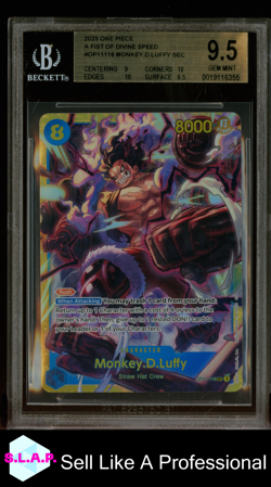 MONKEY D. LUFFY SEC ONE PIECE OP11-118 2025 A FIST OF DIVINE SPEED - ENG BGS 9,5 - Image 1