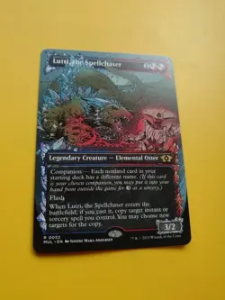 Lutri, the Spellchaser. RARE MUL R0052 Elemental Otter Borderless MTG Card. - Image 3