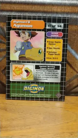 DIGIMON Rookie Exclusive AGUMON 8 Foil Holo 1999 UPPER DECK Trading Card DP 200 - Image 2