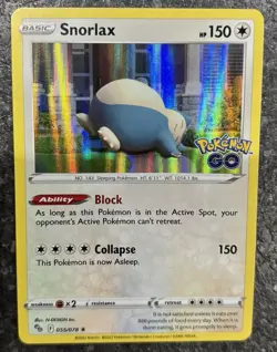 Pokemon TCG Snorlax Holo Rare Card 55/78 Pokemon Go - Image 1
