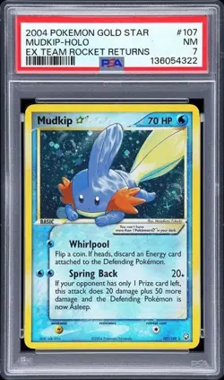 Mudkip-Holo Gold Star Pokemon Ex Team Rocket Returns 107 PSA 7 - Image 1