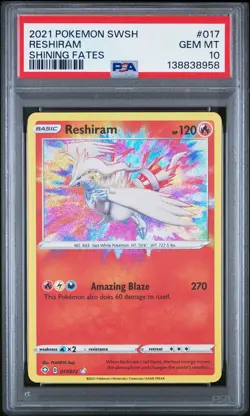 2021 POKEMON SWORD & SHIELD SHINING FATES #017 RESHIRAM PSA 10 - Image 1