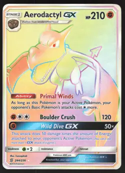 Aerodactyl GX 244/236 Secret Rare Pokemon TCG SM Unified Minds NM - Image 1