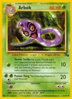 Moderately Played, German Pokemon Regular Arbok - 31/62 - Uncommon - Unlimited E - Image 1