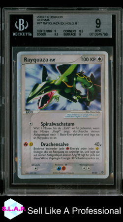 RAYQUAZA EX POKEMON 97/97 2003 EX DRAGON HOLO R GERMAN BGS 9 - Image 1