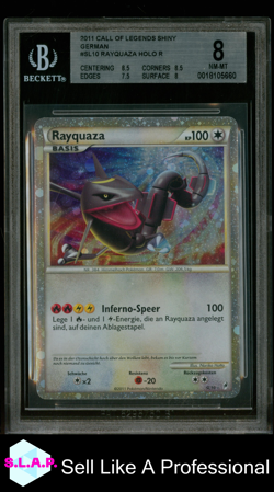 RAYQUAZA POKEMON SL10 2011 CALL OF LEGENDS SHINY GERMAN BGS 8 - Image 1