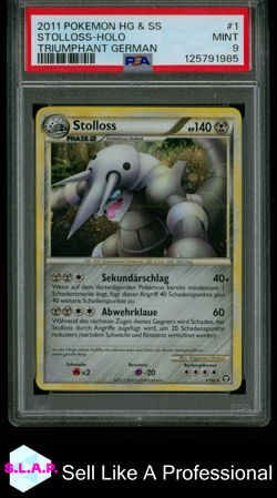 STOLLOSS-HOLO POKEMON HEARTGOLD & SOULSILVER TRIUMPHANT GER 2011 1 PSA 9 - Image 1