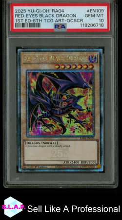RED-EYES BLACK DRAGON YU-GI-OH! RA04 1ST ED-8TH TCG ART-QCSCR 2025 EN109 PSA 10 - Image 1