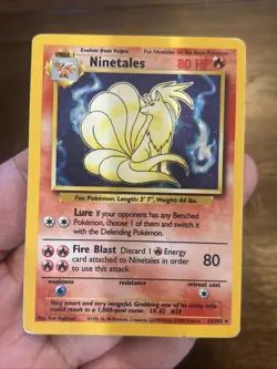 Pokemon Ninetales Holo Unlimited Rare TCG Card Base Set 12/102 Vintage Foil - Image 1