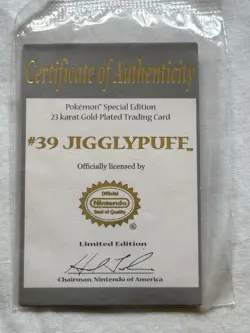 Pokemon Jigglypuff 23K Gold Plated Trading Card 1999 Burger King Limited Edition - Image 3