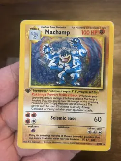 1999 Pokemon TCG Machamp Holo Unlimited Rare 1st Edition Card 8/102 Base Set - Image 1