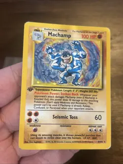 1999 Pokemon TCG Machamp Holo Unlimited Rare 1st Edition Card 8/102 Base Set - Image 2