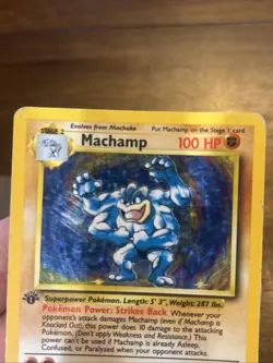 1999 Pokemon TCG Machamp Holo Unlimited Rare 1st Edition Card 8/102 Base Set - Image 4