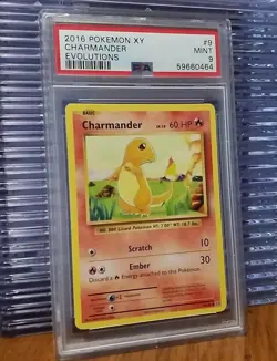 Charmander 9/108 XY Evolutions Graded PSA 9 Mint 2016 Pokemon Card Slab - Image 1