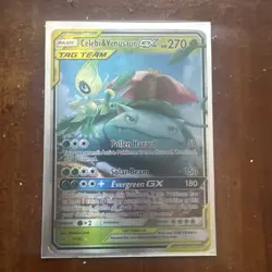 Pokemon TCG Celebi & Venusaur GX Holo Ultra Rare Card Team Up 1/181 NM Condition - Image 1