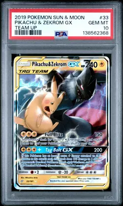 Pokemon Sun & Moon Team Up Pikachu & Zekrom Gx #33 - PSA 10 - Image 1