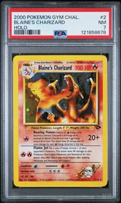 2000 POKEMON GYM CHALLENGE HOLO #2 BLAINE'S CHARIZARD PSA 7 - Image 1