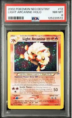 PSA 8 NEAR MINT LIGHT ARCANINE 12/105 POKEMON NEO DESTINY HOLO 2002 - Image 1