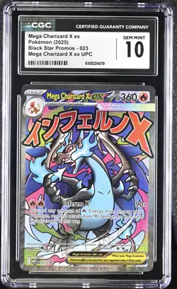 Mega Charizard X ex 2025 Pokemon Black Star Promos CGC 10 #023 - Image 1