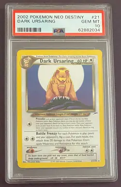2002 Pokemon PSA 10 Gem Mint NM Dark Ursaring #21/105 Neo Destiny (POP 24) - Image 1