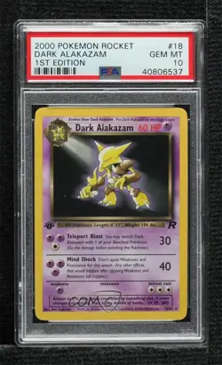 Dark Alakazam 1st Ed. Pokemon Team Rocket PSA 10 GEM MT 2000 - Image 1