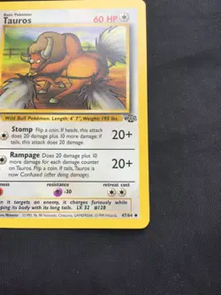 Pokemon Cards: Jungle 1st Edition Uncommon: Tauros 47/64 - Image 4