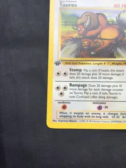 Pokemon Cards: Jungle 1st Edition Uncommon: Tauros 47/64 - Image 5