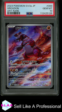 GROUDON ART RARE POKEMON JAPANESE SV3A-RAGING SURF 2023 069 PSA 10 - Image 1