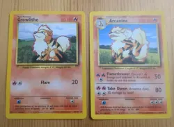 Growlithe 28/102 Arcanine 23/102 base set shadowed Pokemon Vintage WOTC - Image 1