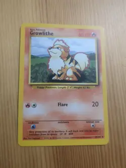 Growlithe 28/102 Arcanine 23/102 base set shadowed Pokemon Vintage WOTC - Image 3